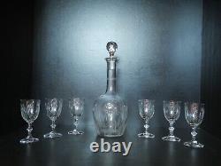6 verres Porto + Carafe cristal Saint ST Louis modèles Talma taillé gravé 3216
