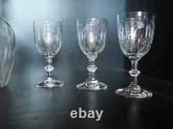 6 verres Porto + Carafe cristal Saint ST Louis modèles Talma taillé gravé 3216