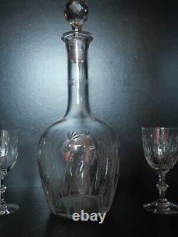 6 verres Porto + Carafe cristal Saint ST Louis modèles Talma taillé gravé 3216