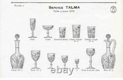 6 verres Porto + Carafe cristal Saint ST Louis modèles Talma taillé gravé 3216