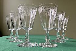 6 verres à eau cristal Baccarat Saint-Louis/Frise Fleurs Art Nouveau/H 15,5 cm