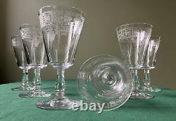 6 verres à eau cristal Baccarat Saint-Louis/Frise Fleurs Art Nouveau/H 15,5 cm