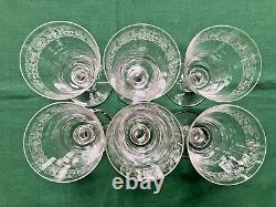 6 verres à eau cristal Baccarat Saint-Louis/Frise Fleurs Art Nouveau/H 15,5 cm