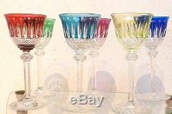 6 verres à eau de couleur en cristal SAINT LOUIS modèle TOMMY (grand modèle)