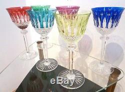 6 verres à eau de couleur en cristal SAINT LOUIS modèle TOMMY (grand modèle)