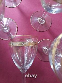 6 verres à eau en cristal de saint louis modèle Roty gold H 16,5 cm