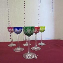 6 verres à liqueur cristal de st louis modèle Massenet de 6 couleurs H 12 cm L2