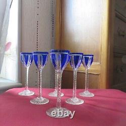 6 verres a liqueur de couleur bleu en cristal de saint louis lot 1