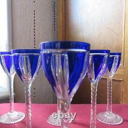 6 verres a liqueur de couleur bleu en cristal de saint louis lot 1