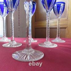 6 verres a liqueur de couleur bleu en cristal de saint louis lot 1
