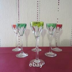 6 verres à liqueur de couleur en cristal de saint louis modèle bristol H 13,9 cm