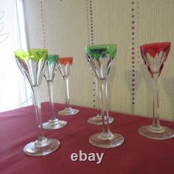6 verres à liqueur de couleur en cristal de saint louis modèle bristol H 13,9 cm