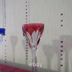 6 verres à liqueur de couleur en cristal de saint louis modèle bristol H 13,9 cm