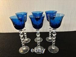 6 verres à vin Roemer Bubble bleu cristal Saint Louis (prix à la pièce)