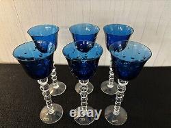 6 verres à vin Roemer Bubble bleu cristal Saint Louis (prix à la pièce)