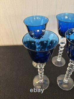 6 verres à vin Roemer Bubble bleu cristal Saint Louis (prix à la pièce)