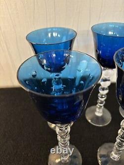 6 verres à vin Roemer Bubble bleu cristal Saint Louis (prix à la pièce)
