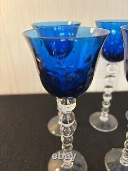 6 verres à vin Roemer Bubble bleu cristal Saint Louis (prix à la pièce)