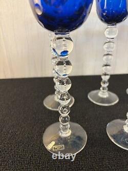 6 verres à vin Roemer Bubble bleu cristal Saint Louis (prix à la pièce)