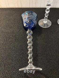 6 verres à vin Roemer Bubble bleu cristal Saint Louis (prix à la pièce)