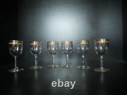 6 verres à vin blanc porto cristal or doré Saint ST Louis modèles Roty 11,5 cm