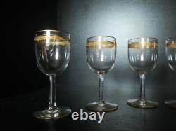 6 verres à vin blanc porto cristal or doré Saint ST Louis modèles Roty 11,5 cm