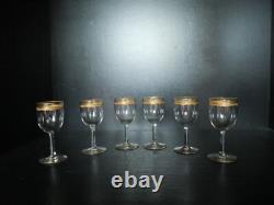 6 verres à vin blanc porto cristal or doré Saint ST Louis modèles Roty 11,5 cm