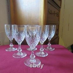 6 verres a vin cristal de saint louis signé modèle Massenet taillé h 13 cm A