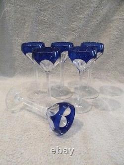 6 verres à vin cristal saint louis overlay cobalt bristol crystal wine glasses