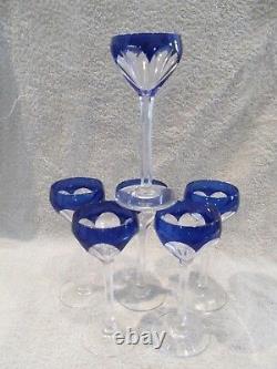 6 verres à vin cristal saint louis overlay cobalt bristol crystal wine glasses