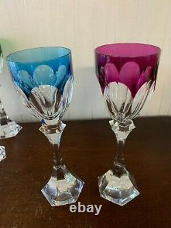 6 verres couleurs modèle Chambord en cristal de Saint Louis (prix à la pièce)