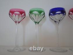 6 verres cristal à vin blanc Rhin overlay couleur Saint ST Louis Joseph Bristol