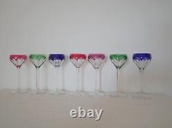 6 verres cristal à vin blanc Rhin overlay couleur Saint ST Louis Joseph Bristol