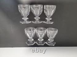 6 verres cristal signé Saint Louis style Baccarat Harcourt H 8.8 cm lot n°1