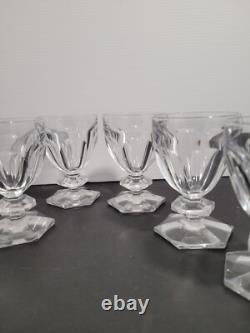 6 verres cristal signé Saint Louis style Baccarat Harcourt H 8.8 cm lot n°1