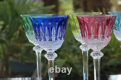 6 verres de couleur en cristal de saint louis modèle TOMMY H 19.8 cm signés