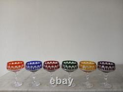 6 verres en cristal de couleur H 13,5CM 20CL (décor STYLE tommy de st louis)