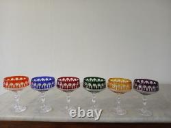 6 verres en cristal de couleur H 13,5CM 20CL (décor STYLE tommy de st louis)