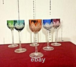 6 verres roemer de 6 couleurs en cristal de saint louis modèle Tivoli H 19,8 cm