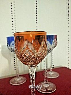 6 verres roemer de 6 couleurs en cristal de saint louis modèle Tivoli H 19,8 cm