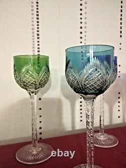 6 verres roemer de 6 couleurs en cristal de saint louis modèle Tivoli H 19,8 cm