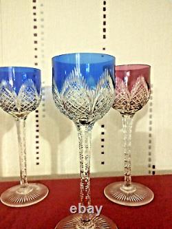 6 verres roemer de 6 couleurs en cristal de saint louis modèle Tivoli H 19,8 cm