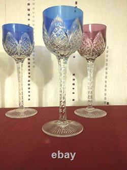 6 verres roemer de 6 couleurs en cristal de saint louis modèle Tivoli H 19,8 cm