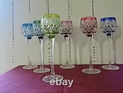 6 verres roemer de couleur en cristal de saint louis modèle florence H 24 cm