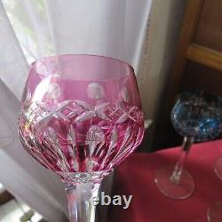 6 verres roemer en couleur en cristal saint louis modèle traminer signé