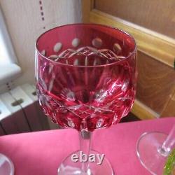 6 verres roemer en couleur en cristal saint louis modèle traminer signé