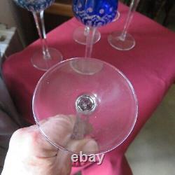 6 verres roemer en couleur en cristal saint louis modèle traminer signé