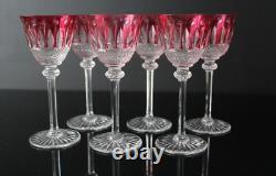 6 verres rouge à vin en cristal de Saint louis modèle Tommy H 19,5 cm signé