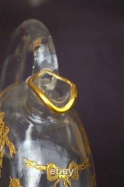 7 Verres à Liqueur + Plateau + Carafe Cristal de St Louis Congress Gravé Or