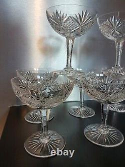 7 coupes à champagne en cristal de Saint Louis modèle FLORENCE old crystal cup